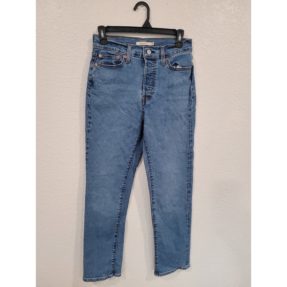 Levis Wedgie Straight High Rise Jeans Medium Wash Blue Button Fly Size 28 #25